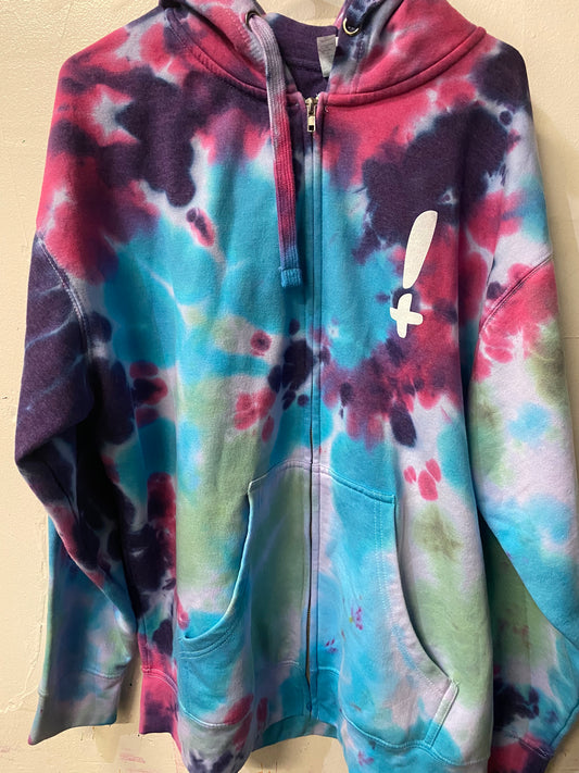 Stay Hella Positive Tie Dye Zip-Up Hoodie - XL