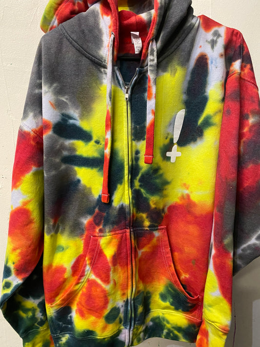 Stay Hella Positive Tie Dye Zip-Up Hoodie - XL