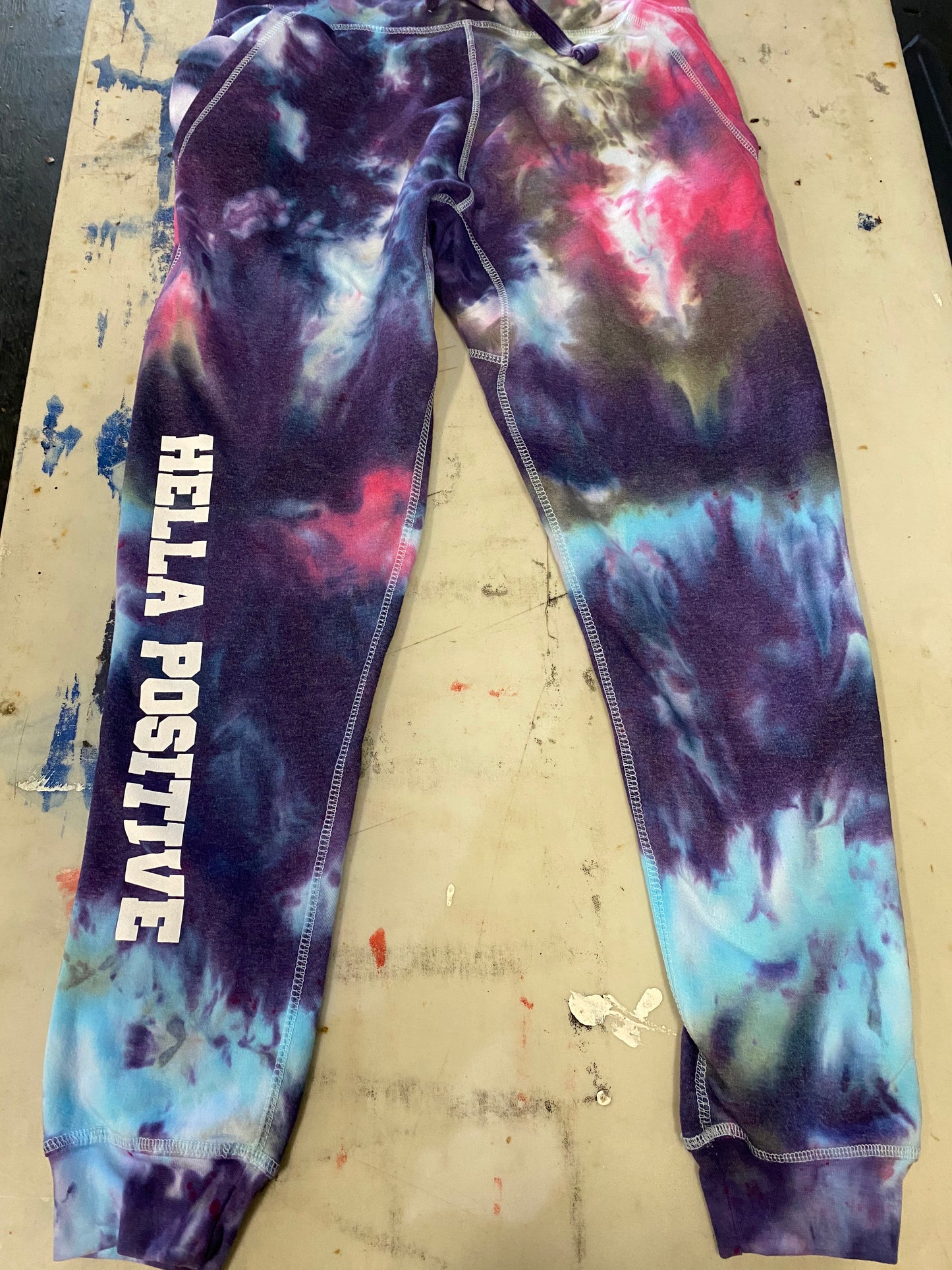 Hella Positive Tie Dye Jogger Sweatpants - Large