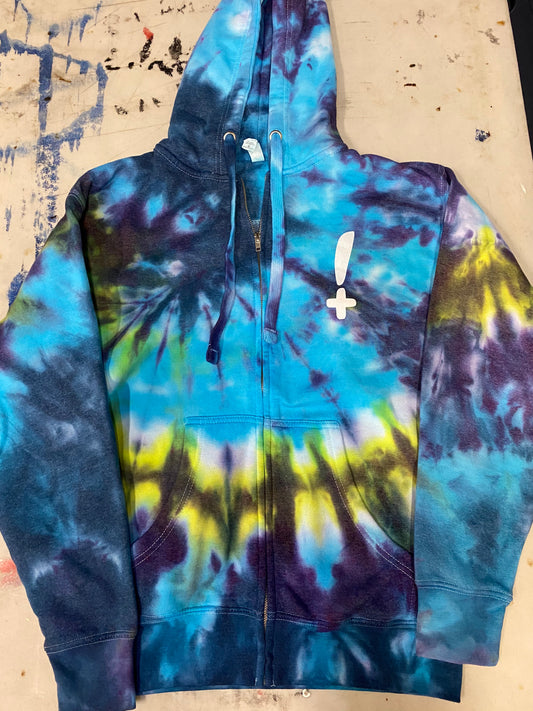 Stay Hella Positive Tie Dye Zip-Up Hoodie - Small