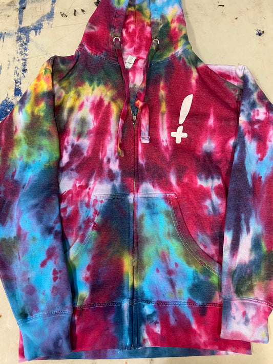 Stay Hella Positive Tie Dye Zip-Up Hoodie - Small