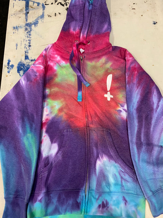 Stay Hella Positive Tie Dye Zip-Up Hoodie - Small