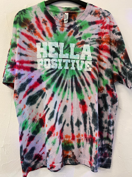 Hella Positive Tie Dye T shirt - Large