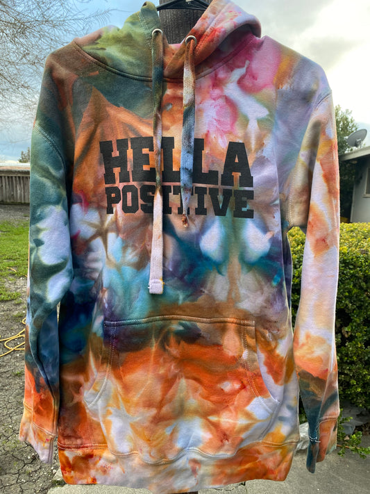 Hella Positive Tie Dye Hoodie - Medium