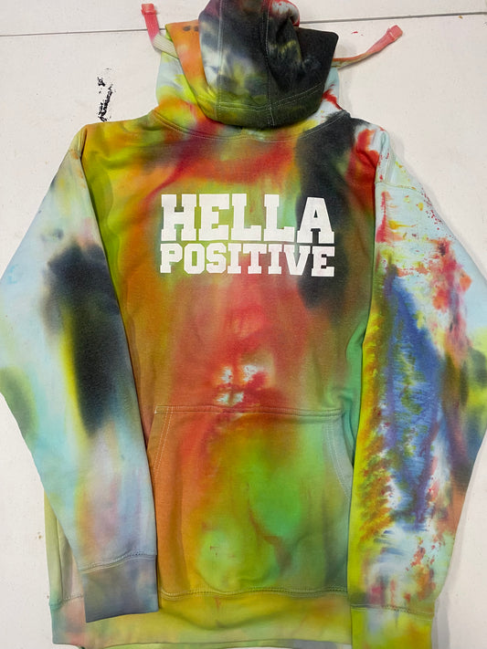 Hella Positive Tie Dye Hoodie - Large