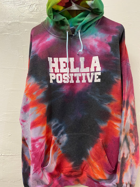 Hella Positive Tie Dye Hoodie - 2XL