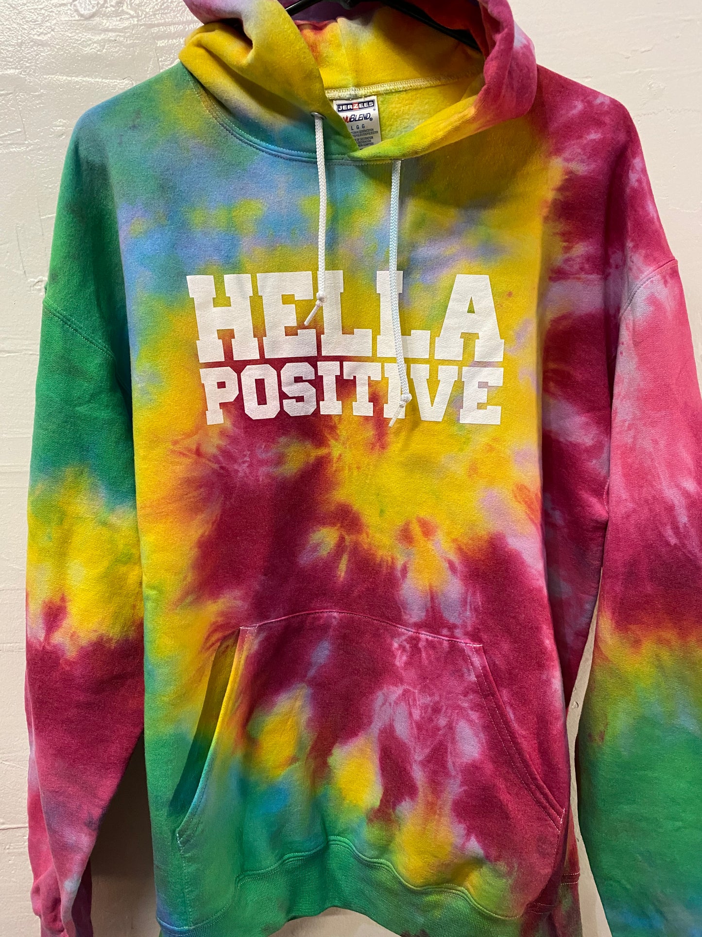 Hella Positive Tie Dye Hoodie - Large