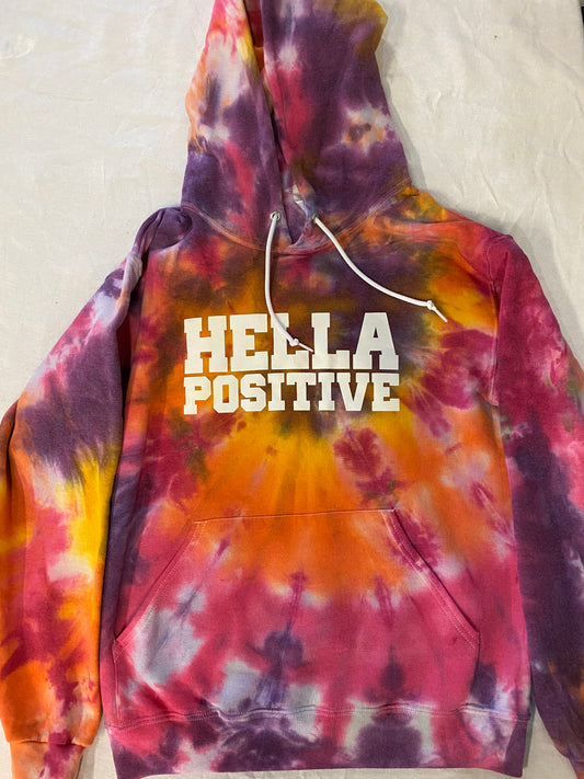 Hella Positive Tie Dye Hoodie - Small