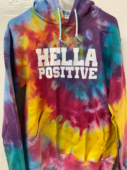 Hella Positive Tie Dye Hoodie - Small