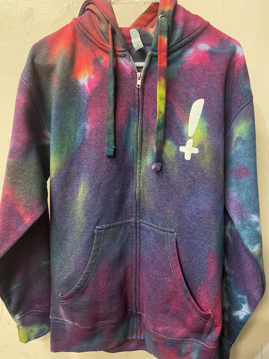 Stay Hella Positive Tie Dye Zip-up hoodie - Medium