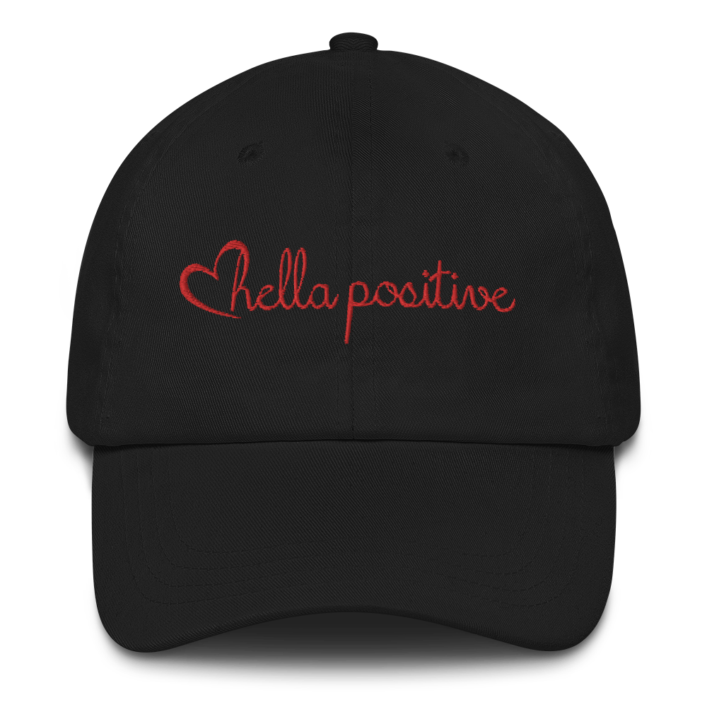 Love Hella Positive Dad Hat Black and Red