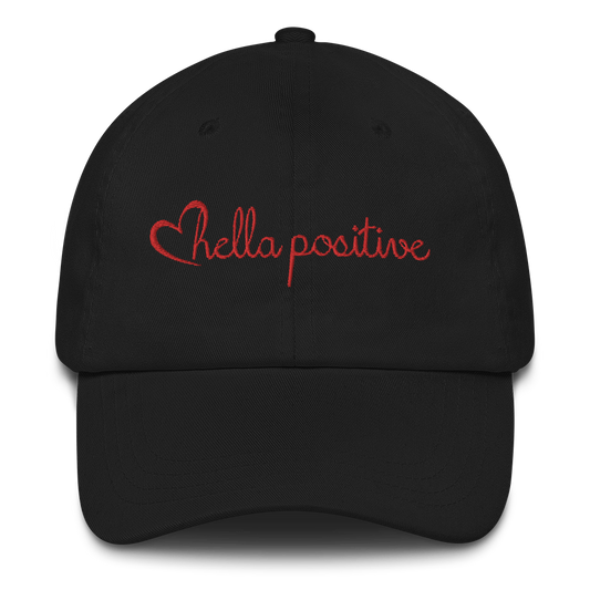 Love Hella Positive Dad Hat Black and Red