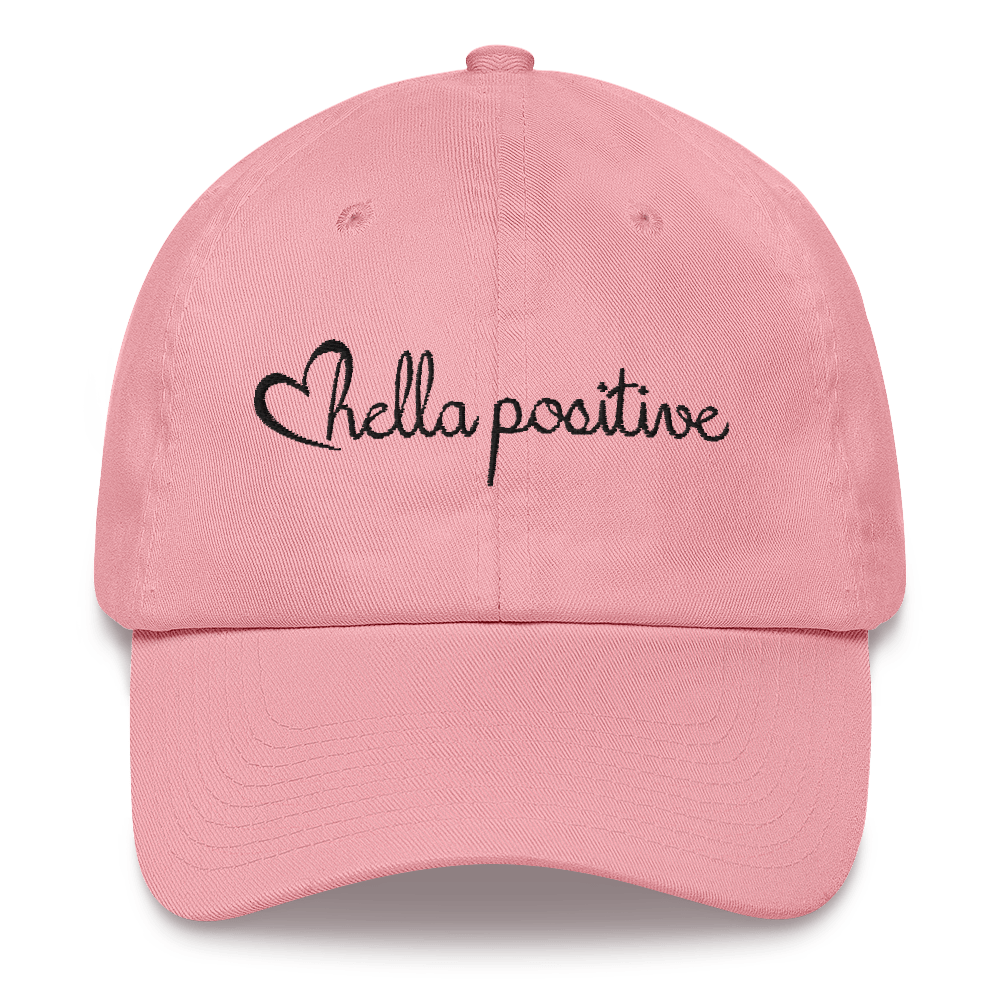 Love Hella Positive Dad Hat Pink and Black
