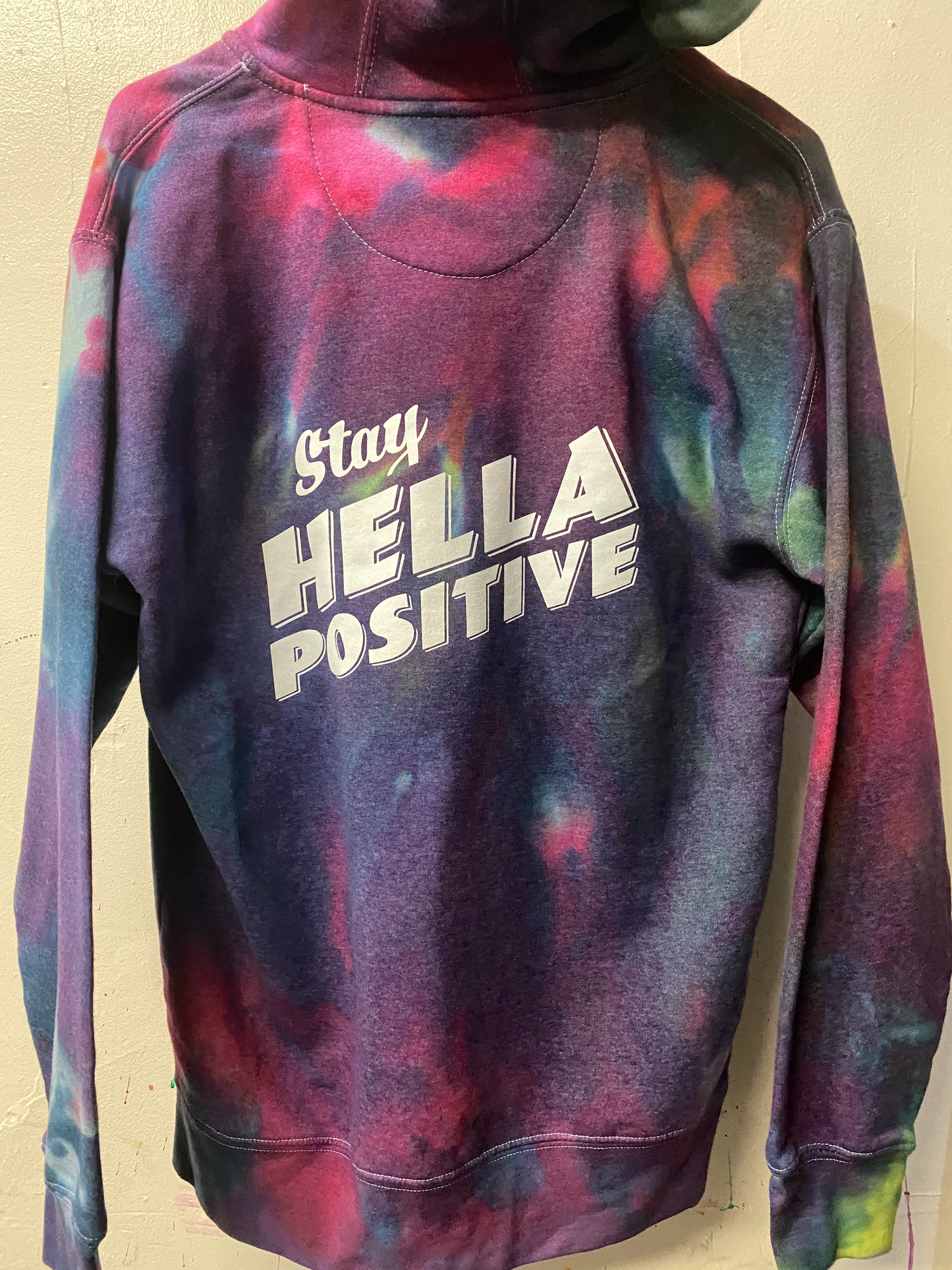 Stay Hella Positive Tie Dye Zip-up hoodie - Medium